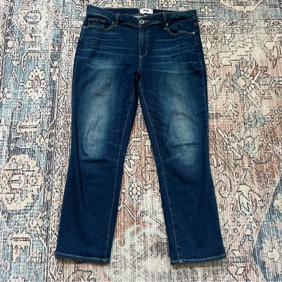 Paige Brigitte Crop Jeans Designer Straight Leg Boyfriend Jeans Dark Wash 30